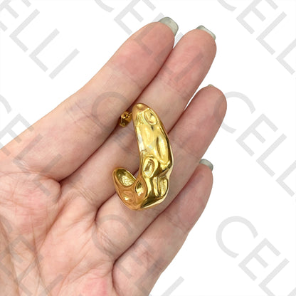 钢制耳环 - 细致椭圆形