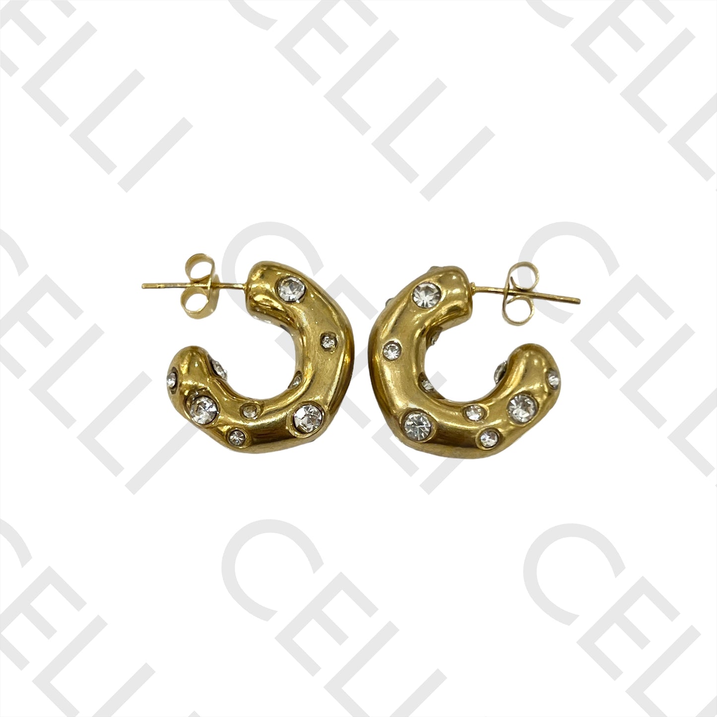 Pendiente de acero - con diamantes