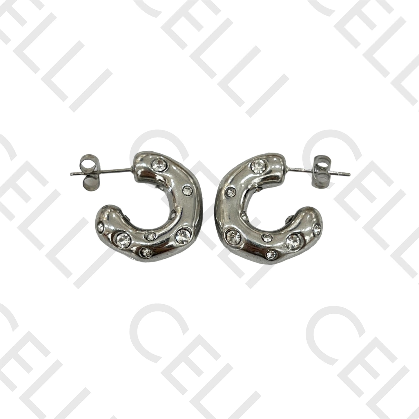 Pendiente de acero - con diamantes