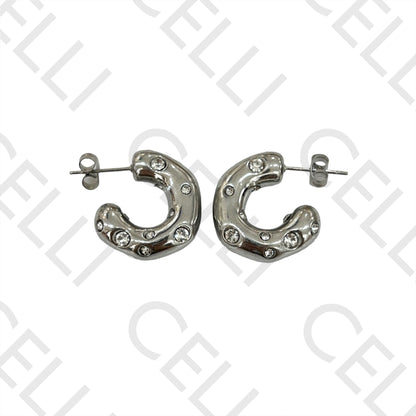 Pendiente de acero - con diamantes