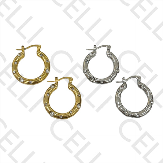 Steel Hoop Earring - with brilliants