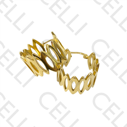 钢制圈形耳环 - 圆润形状