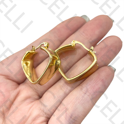 Steel Hoop Earrings - Round / Square