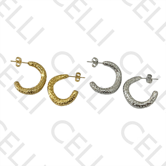 Steel Earring - Hammered Detail