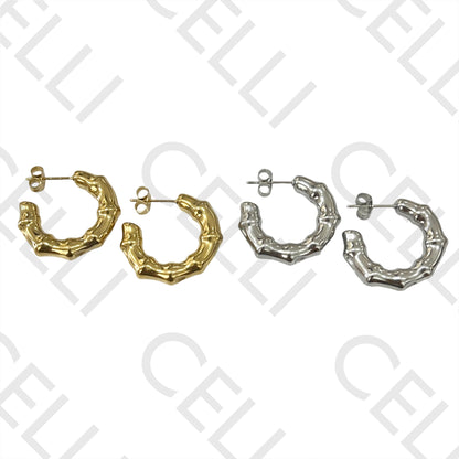 Steel Earring - Detailed Bamboo