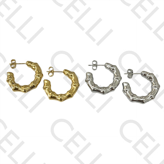 Steel Earring - Detailed Bamboo