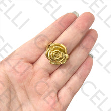 Cargar imagen en el visor de la galería, Anillo de acero - flor rosa
