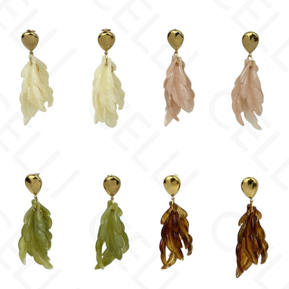 Brinco de aço - folhas em resina