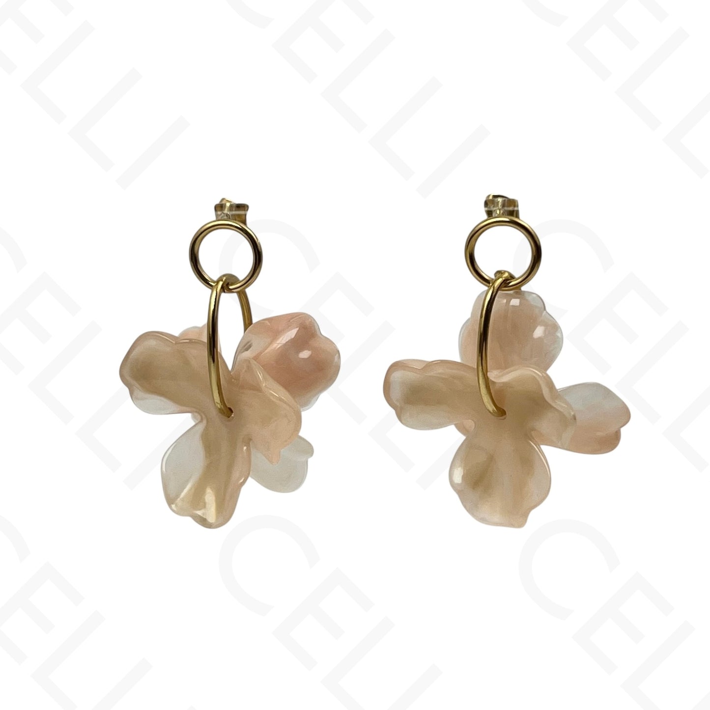 Brinco de aço - flor em resina