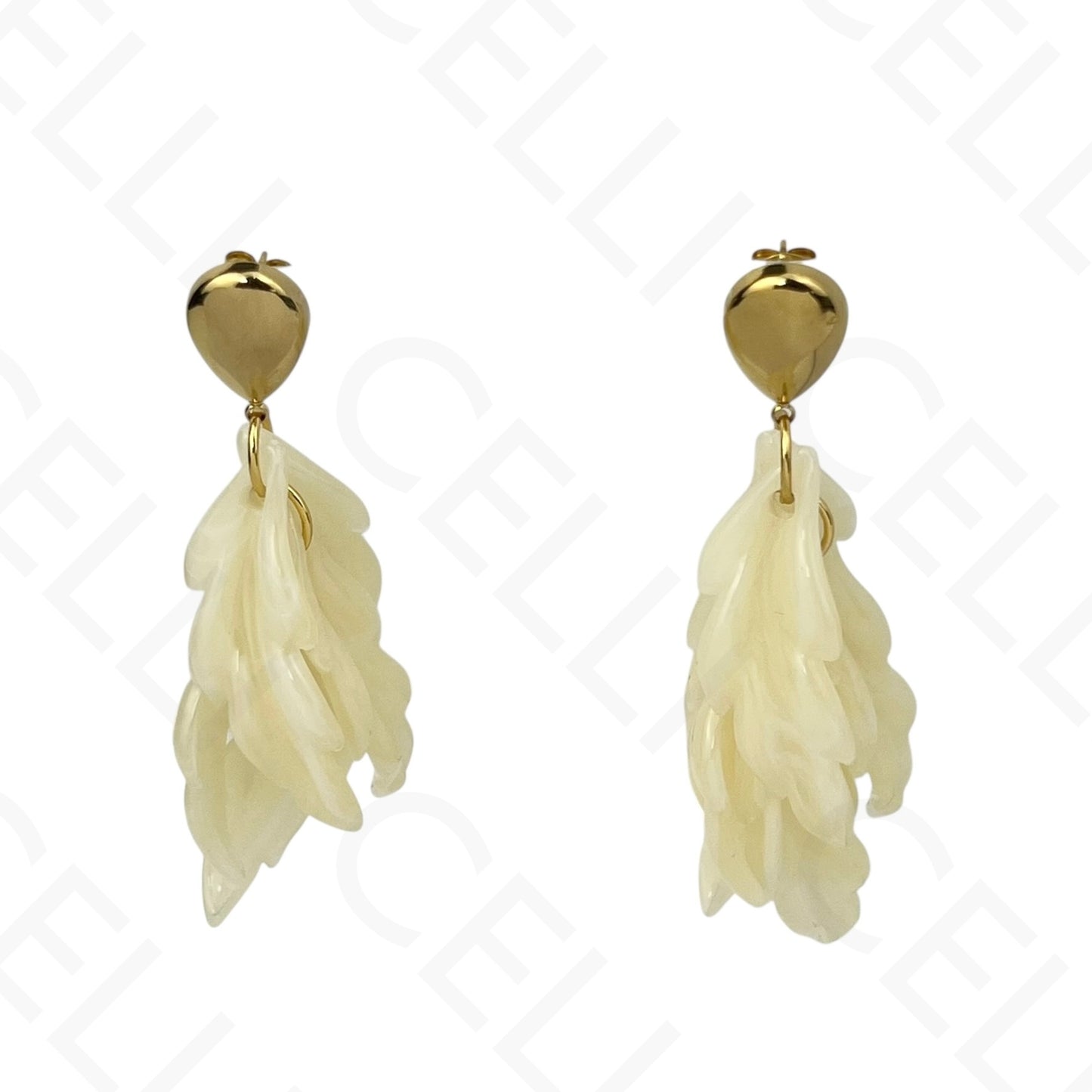 Brinco de aço - folhas em resina