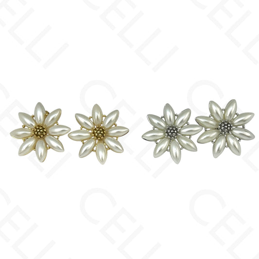 Brinco de aço - flor de pérolas