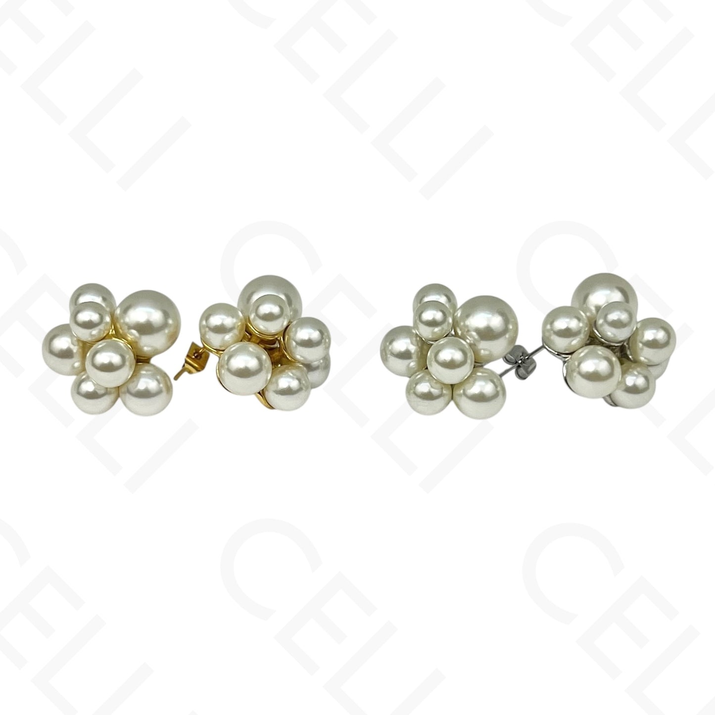 Brinco de aço - bola de pérolas