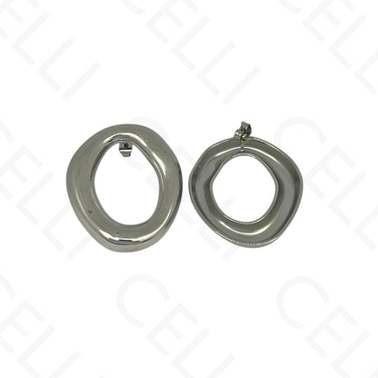 钢制耳环 - 不规则圆形