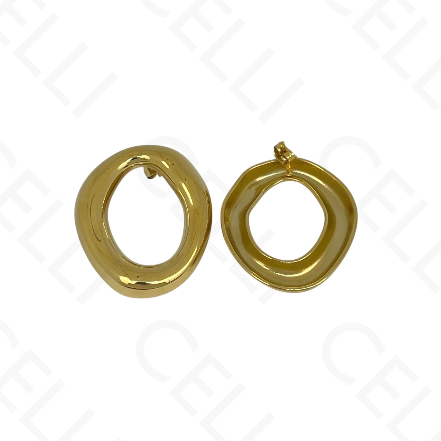 钢制耳环 - 不规则圆形