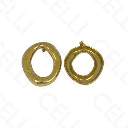 钢制耳环 - 不规则圆形