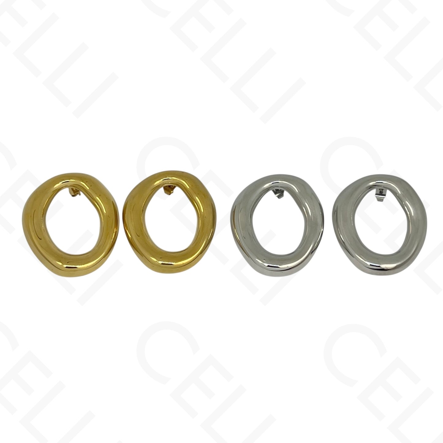 钢制耳环 - 不规则圆形