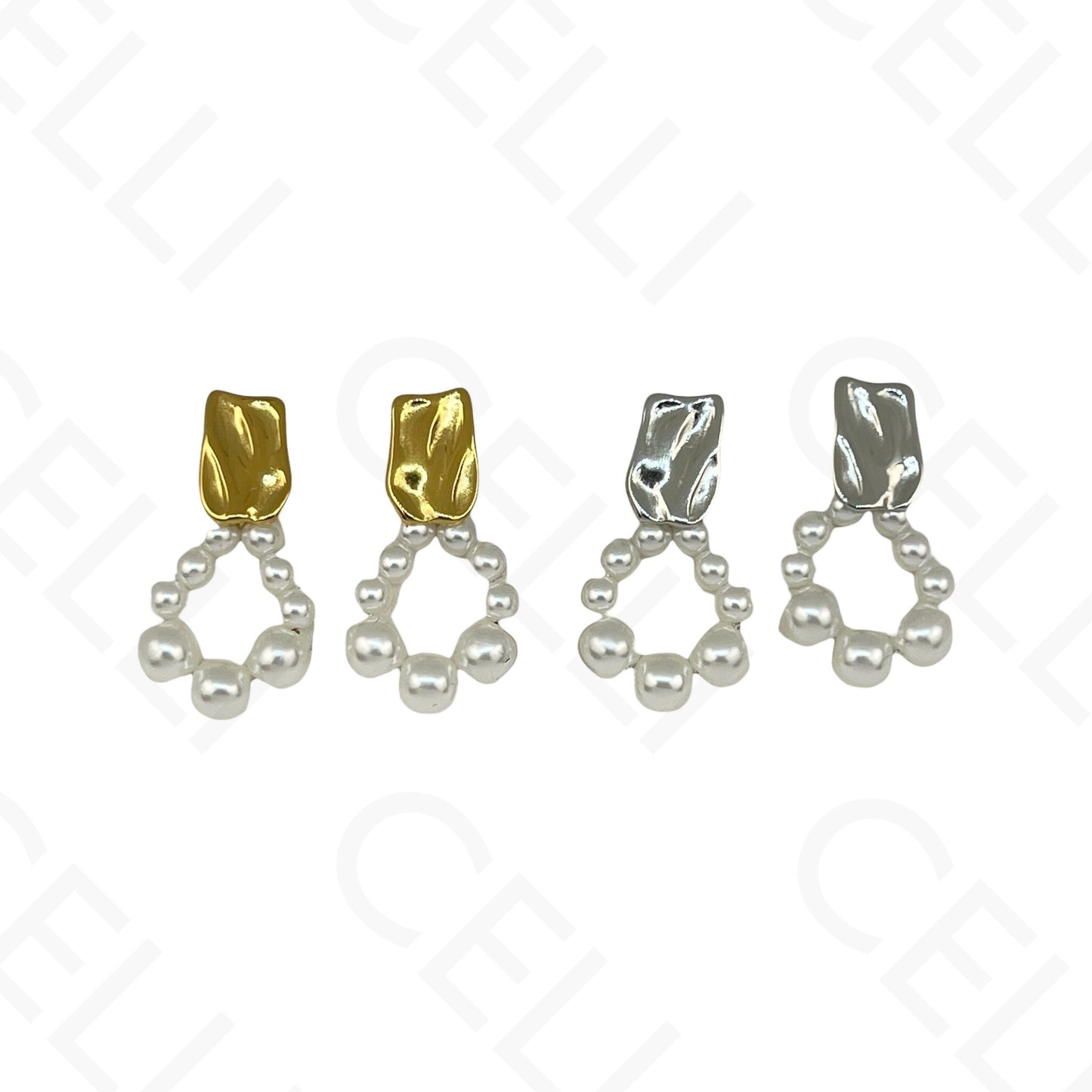 Brinco de aço - círculo de pérolas