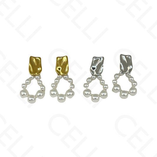 Pendientes de acero - círculo de perlas