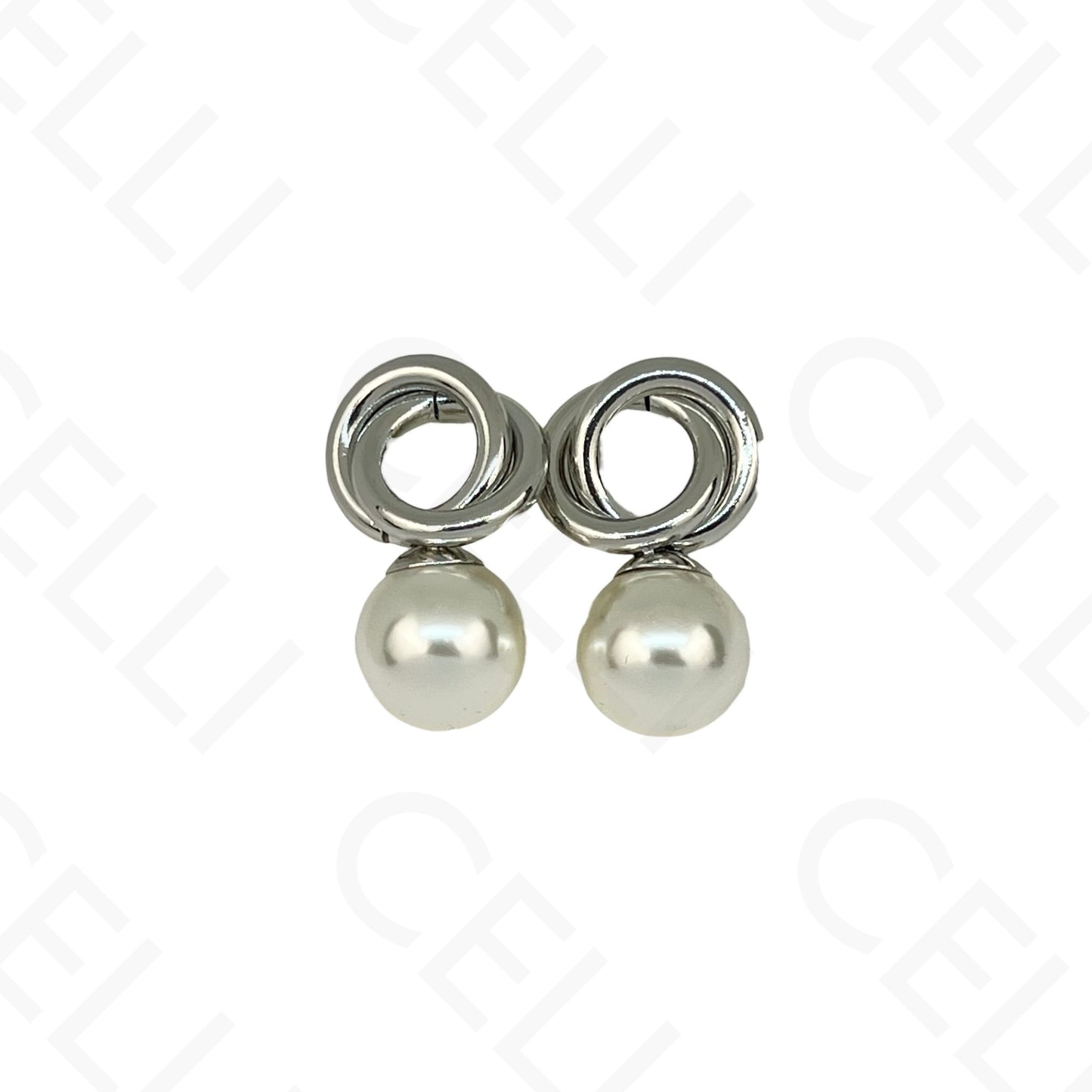 Brinco de aço - círculo e pérola