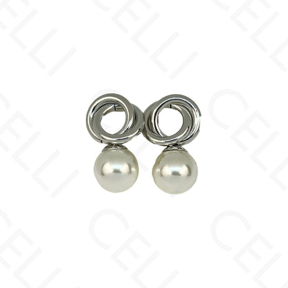 Brinco de aço - círculo e pérola