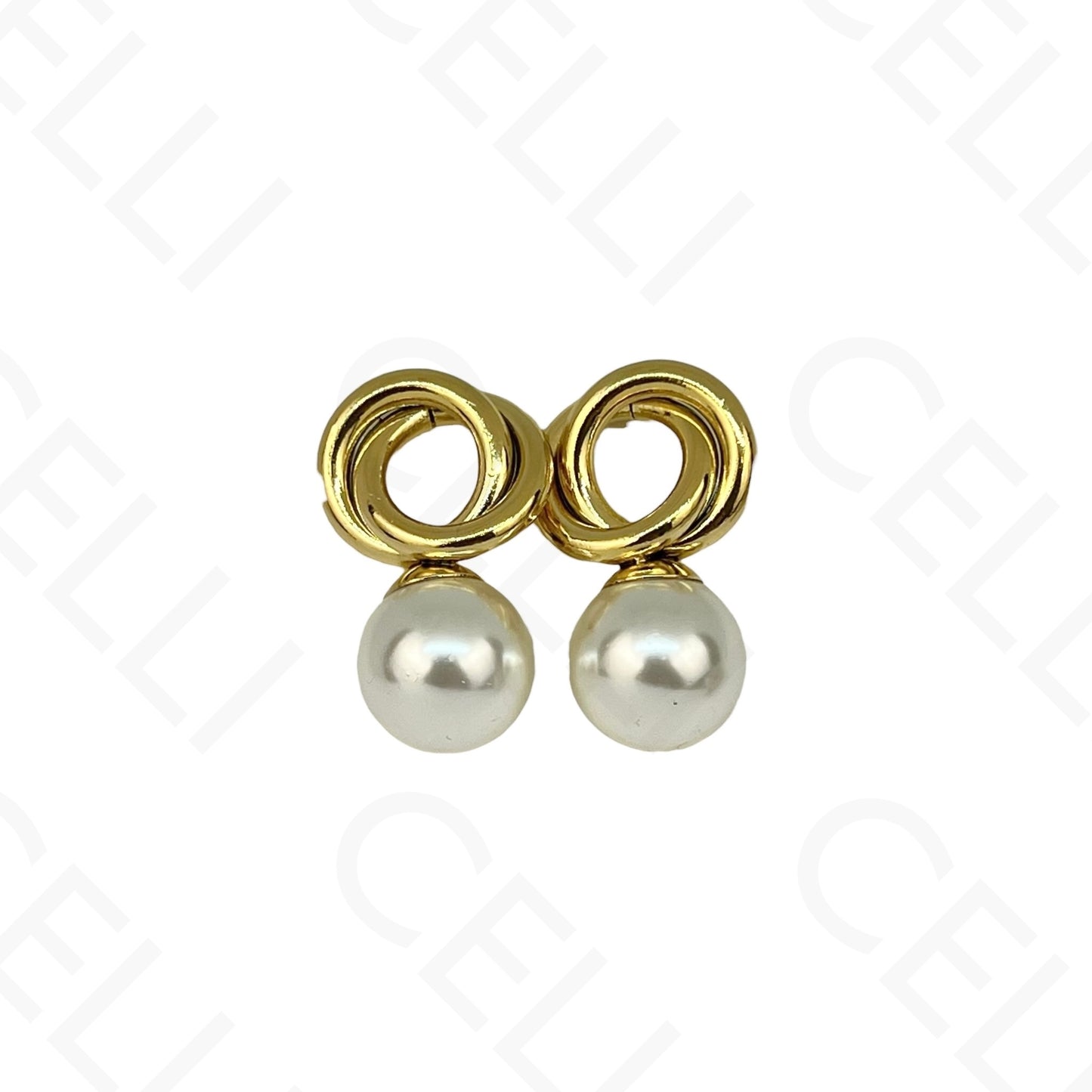 Brinco de aço - círculo e pérola