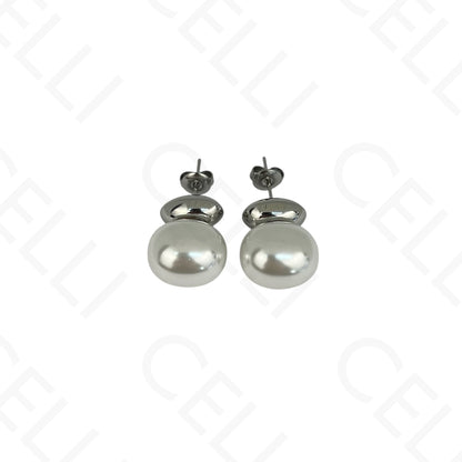 Pendientes de acero - óvalo y perla