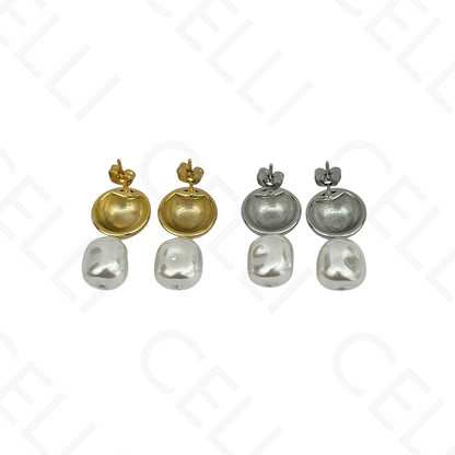 Brinco de aço - bola e pérola