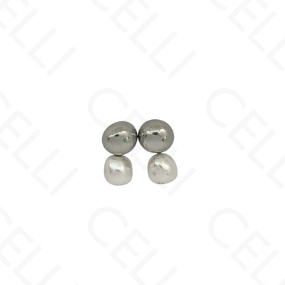 Brinco de aço - bola e pérola