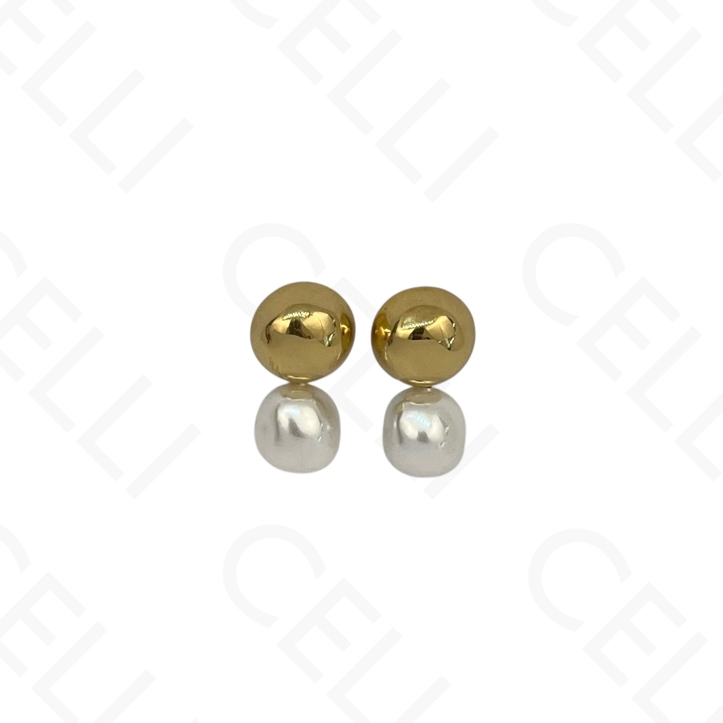 Brinco de aço - bola e pérola