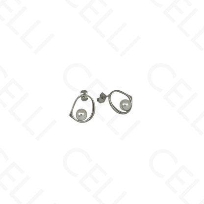 Brinco de aço - pérola