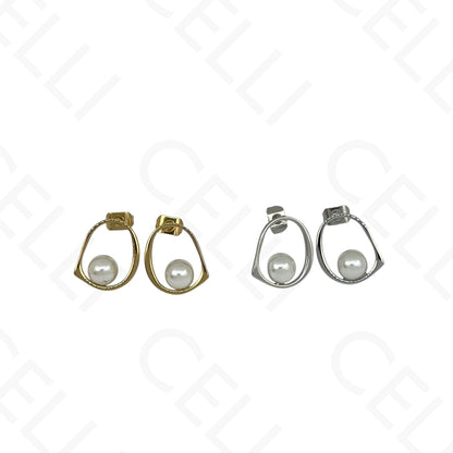 Brinco de aço - pérola