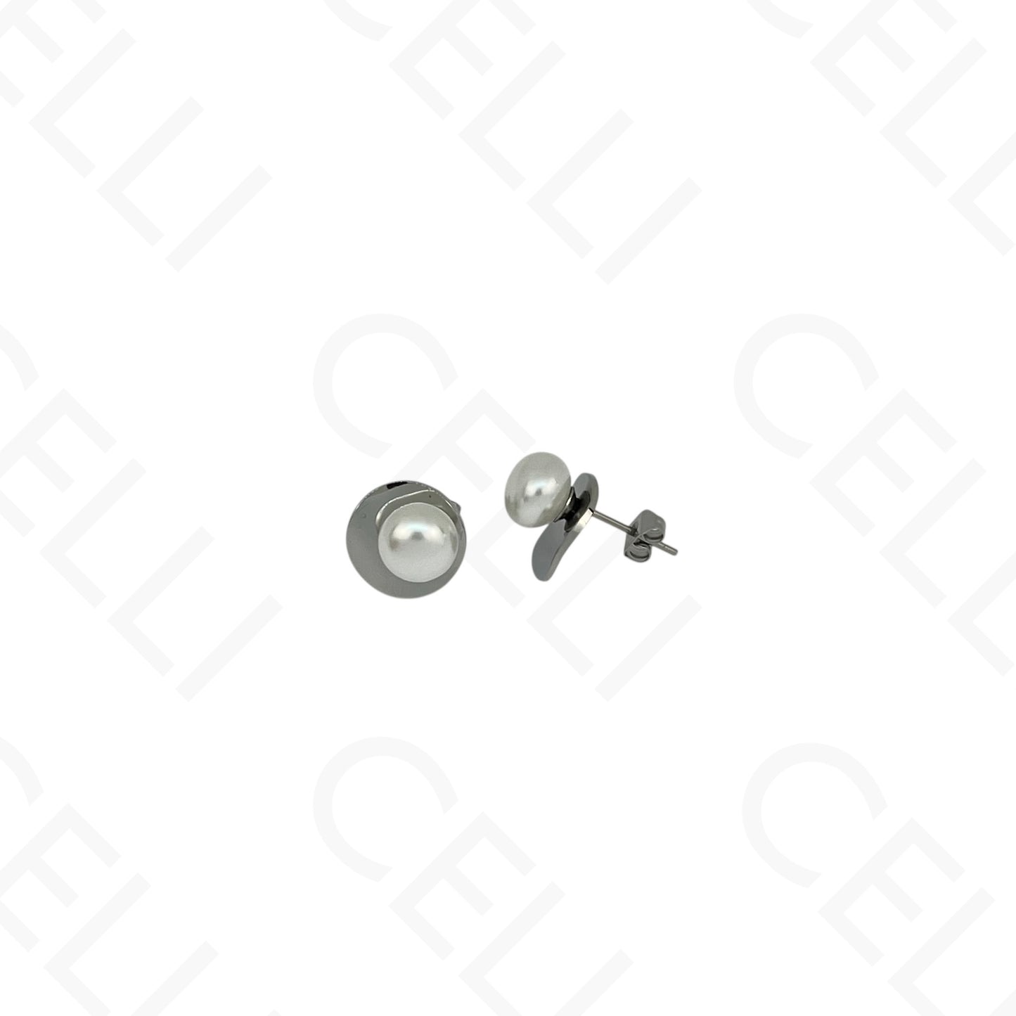 Pendientes de acero - perla