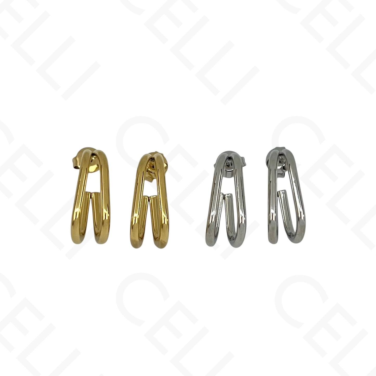 Brinco de aço - duplo oval