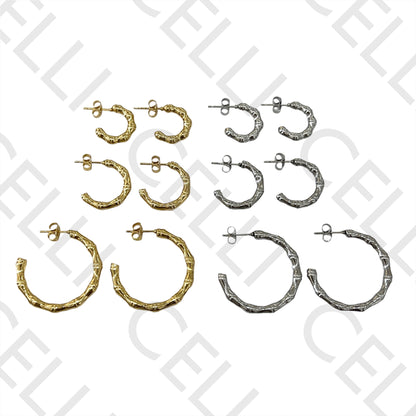 Pendientes de aro de acero - bambú