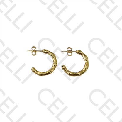 Pendientes de aro de acero - bambú