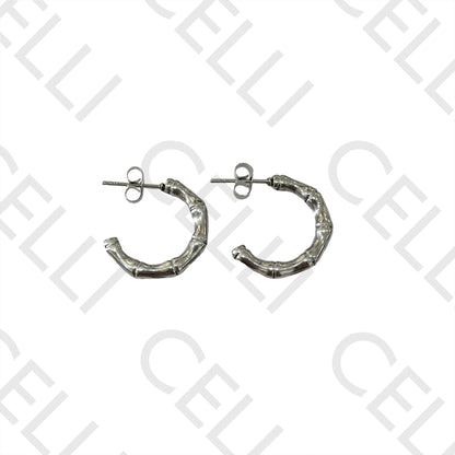 Pendientes de aro de acero - bambú