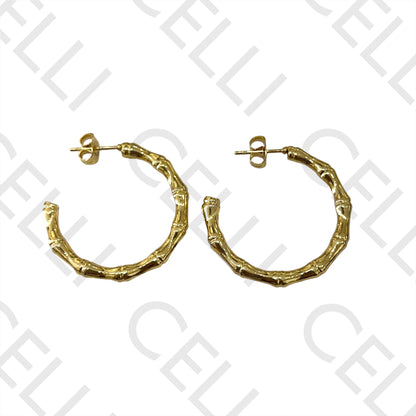 Pendientes de aro de acero - bambú