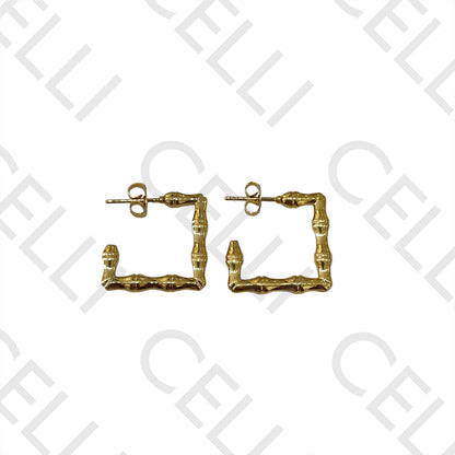 Brincos Argola de Aço - bambu quadrado