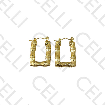 Brincos Argola de Aço - bambu retangular