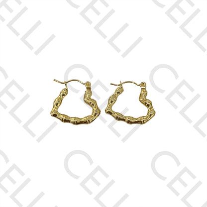 钢制心形竹环形耳环