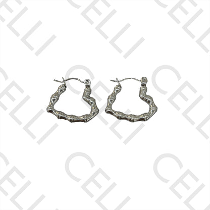 钢制心形竹环形耳环