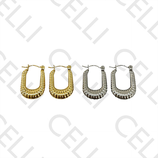 Brincos Argola de Aço - oval retangular detalhado