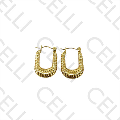 Brincos Argola de Aço - oval retangular detalhado