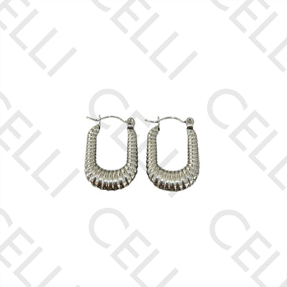 Brincos Argola de Aço - oval retangular detalhado