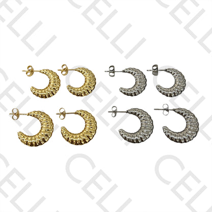 Steel Hoop Earrings - croissant