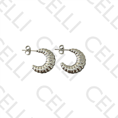 Steel Hoop Earrings - croissant
