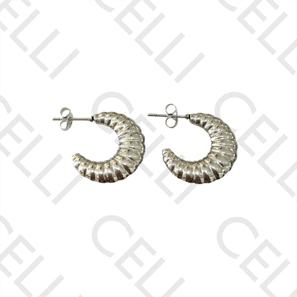 Steel Hoop Earrings - croissant