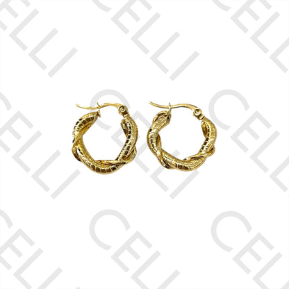Twisted Detailed Steel Hoop Earrings