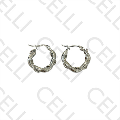 Twisted Detailed Steel Hoop Earrings