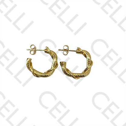 Twisted Detailed Steel Hoop Earrings